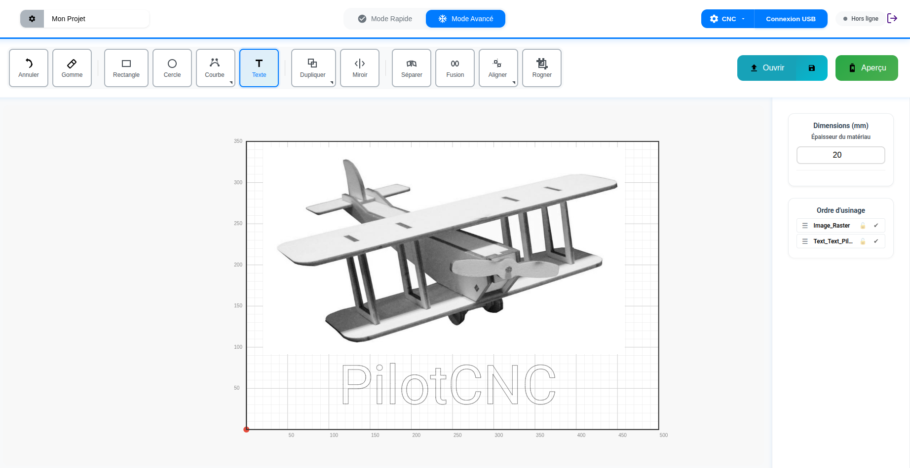 PilotCNC à l'écran