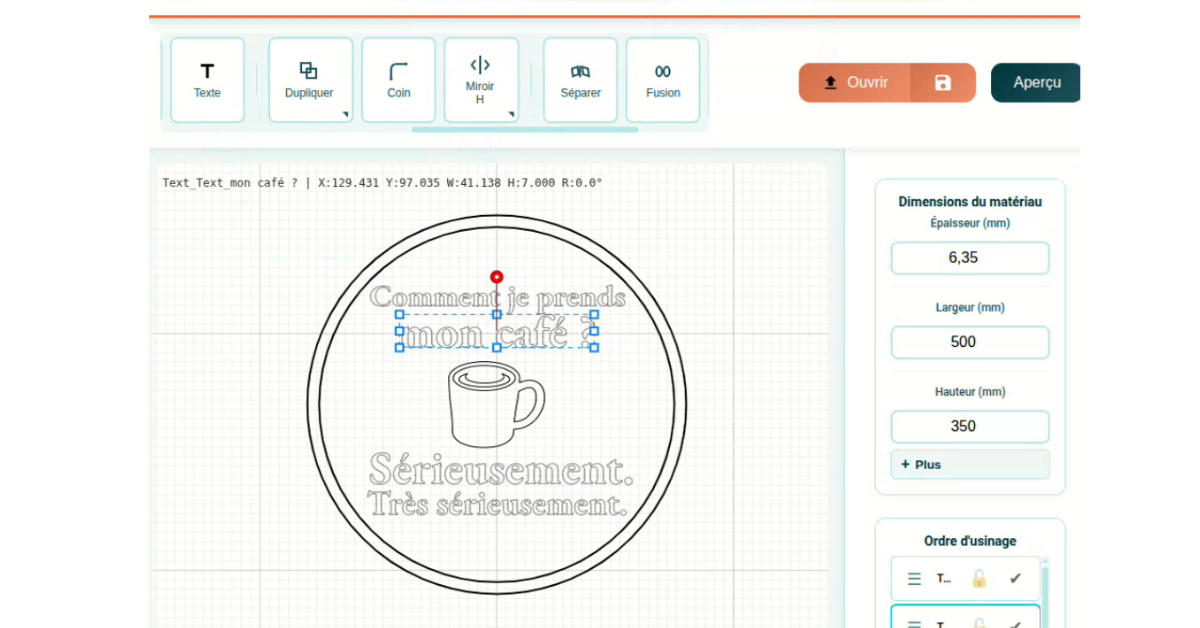 Dessiner un projet dans PilotCNC